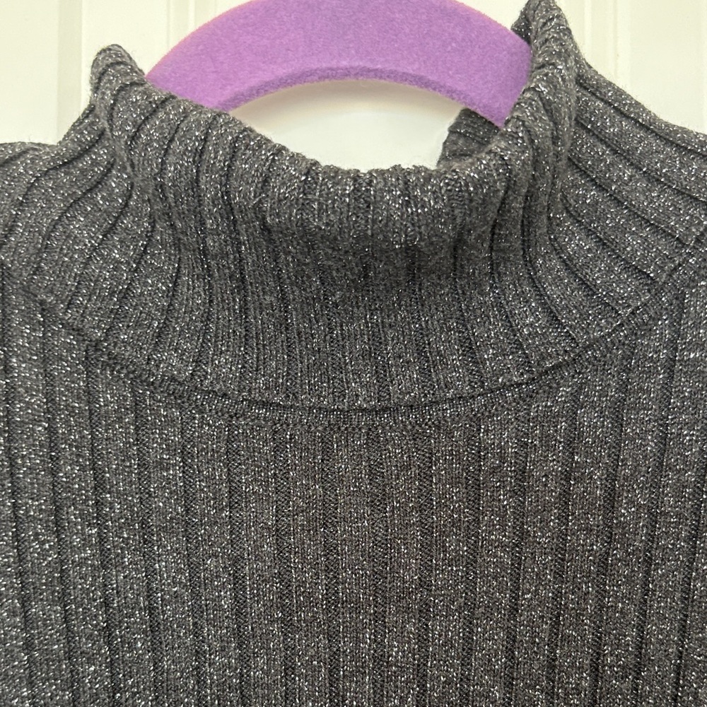 Chico’s Grey Metallic Turtleneck Sweater